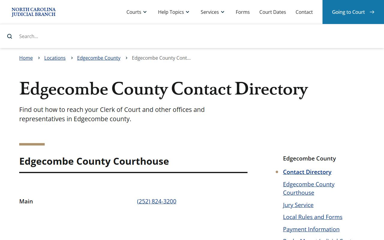 Rocky Mount phone numbers Edgecombe County court directory